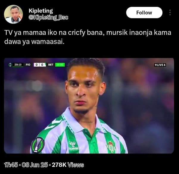 Kipleting ipletng_bsc follow tv ya mamaa iko na cricfy bana, mursik inaonja kama