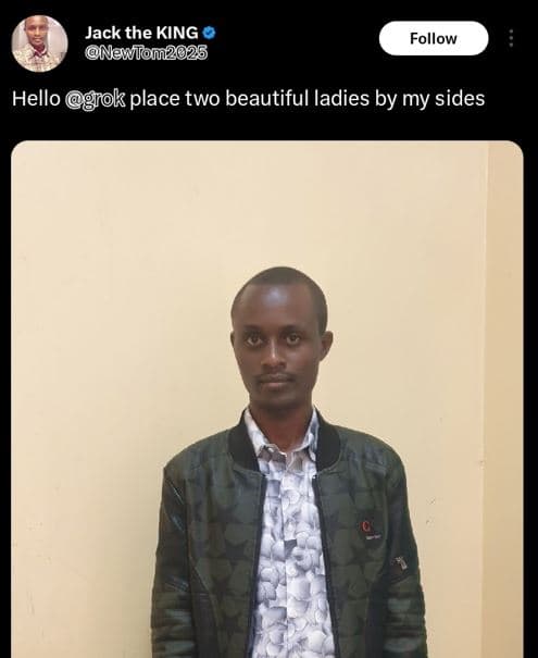 Jack the king nawlon12025 follow hello grok place two beautiful ladies by my sid