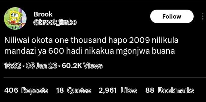 Brook brooktimbe follow niliwai okota one thousand hapo nilikula mandazi ya 600