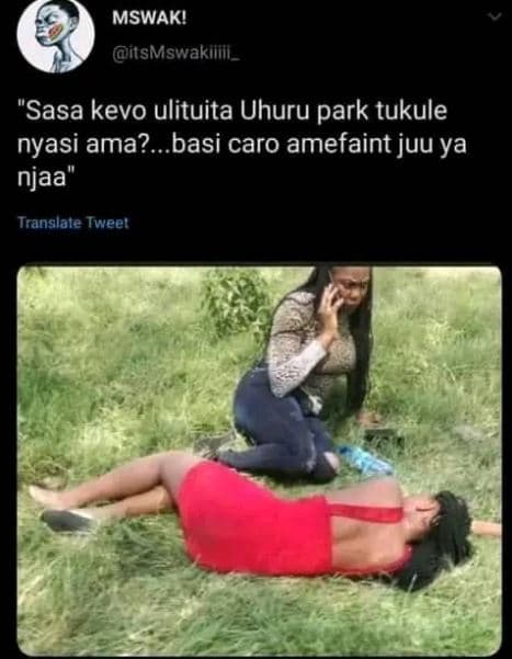 Mswak! itsmswakilill _ sasa kevo ulituita uhuru park tukule nyasi ama? basi caro