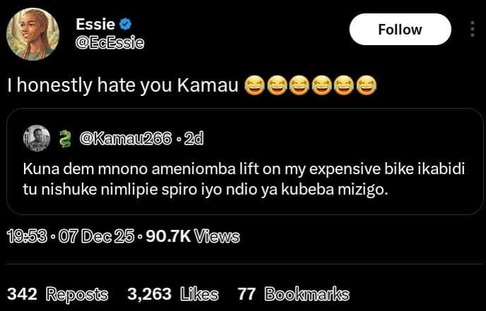 Essie ecessie follow honestly hate you kamau kamau26g 24 kuna dem mnono ameniomb