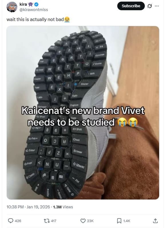 Kira ' kirawontmiss subscribe wait this is actually not bad kaicenat's newbrand