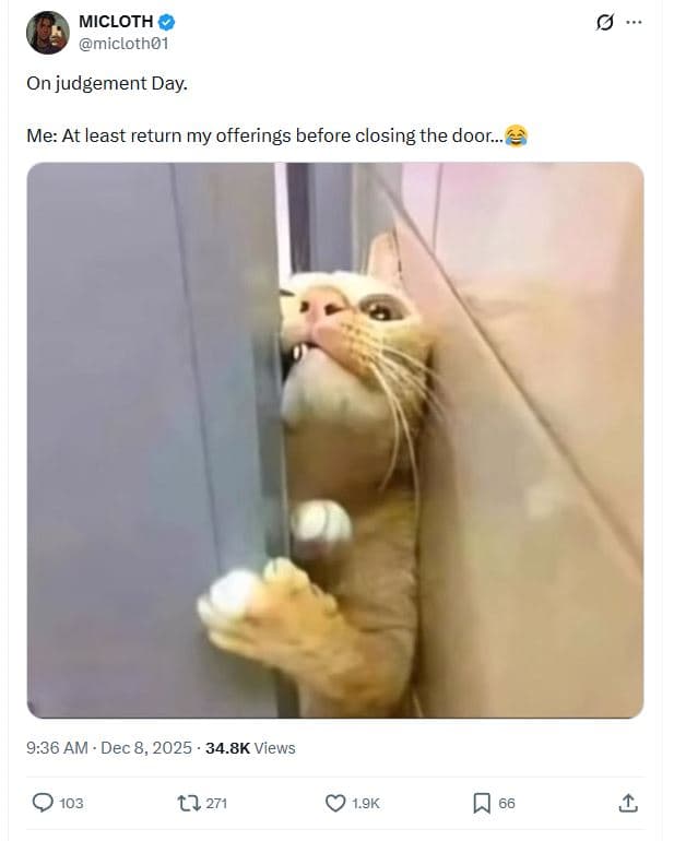 Micloth micloth01 on judgement day. me at least return my 'offerings before clos