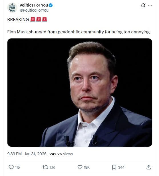 Politics for you 582 politicoforyou breaking elon musk shunned from peadophile c