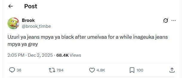 Post brook brook_timbe uzuri ya jeans mpya ya black after umeivaa for a while in