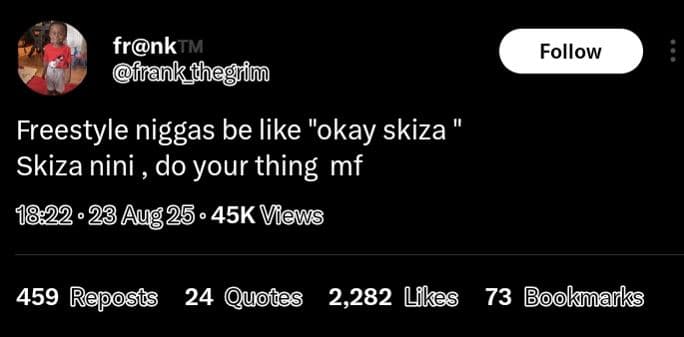 Frnktm irankihegrim follow freestyle niggas be like okay skiza skiza nini do you