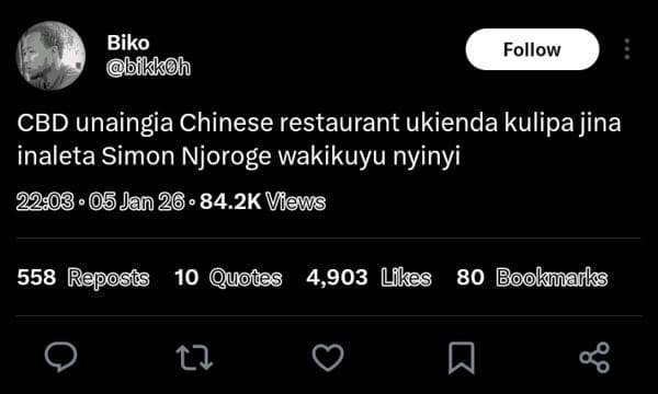 Biko bfkkoh follow cbd unaingia chinese restaurant ukienda kulipa jina inaleta s