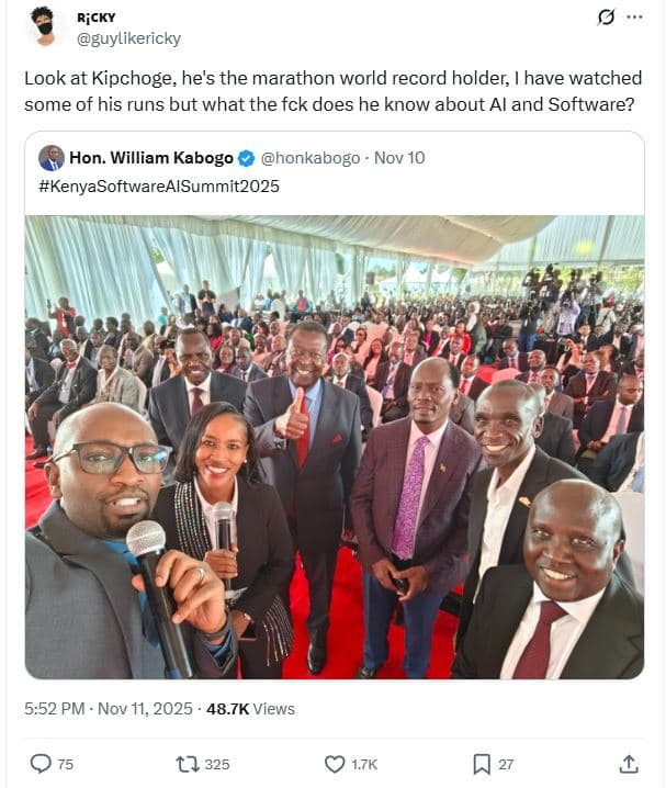 Ricky guylikericky look at kipchoge he's the marathon world record holder have w