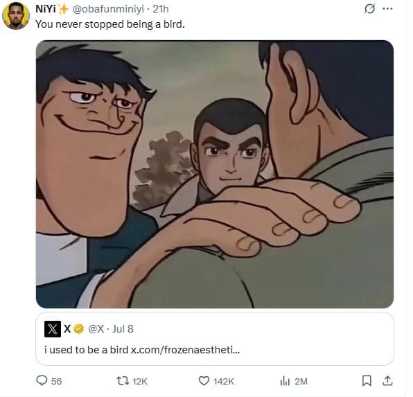 Niyi obafunminiyi 21h you never stopped being bird. x . jul 8 used to be a bird