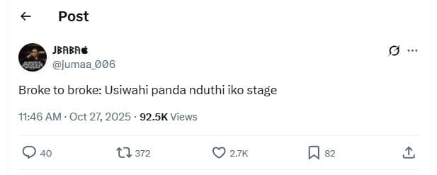 Post jbabaé jumaa_006 broke to broke usiwahi panda nduthi iko stage 11.46 am . o