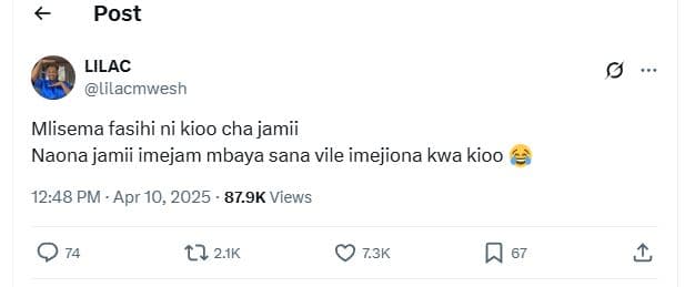Post lilac lilacmwesh mlisema fasihi ni kioo cha jamii naona jamii imejam mbaya