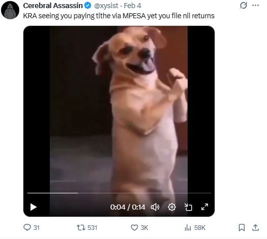 Cerebral assassin xysist feb 4 kra seeing you paying tithe via mpesa yet you fil