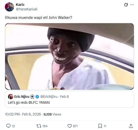 Karis yanekariuki ilikuwa muende wapi eti john walker? eric njiru ericnjiiru feb