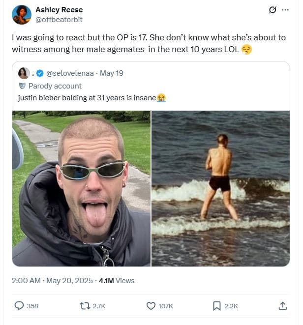 Ashley reese offbeatorbit was 'going to react but the op is 17. she don't know w