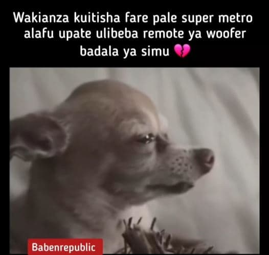 Wakianza kuitisha fare pale super metro alafu upate ulibeba remote ya woofer bad