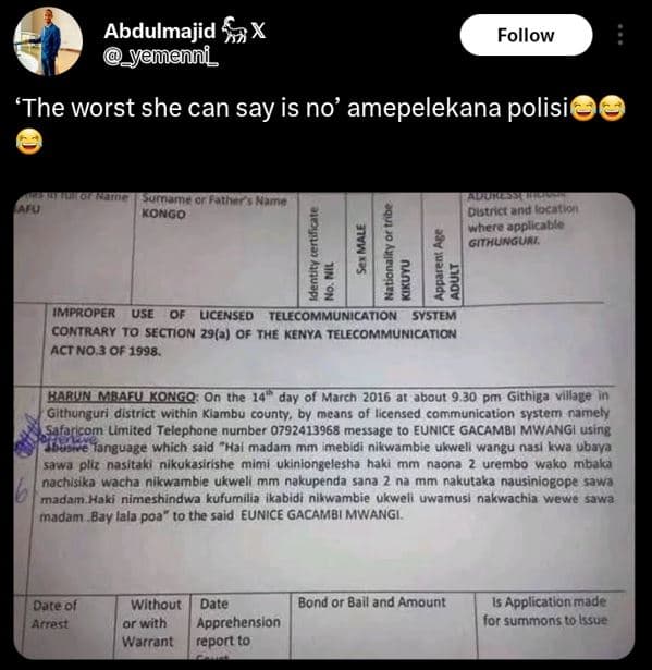 Abdulmajid x _yemenni follow 'the worst she can say is no' amepelekana polisi ko