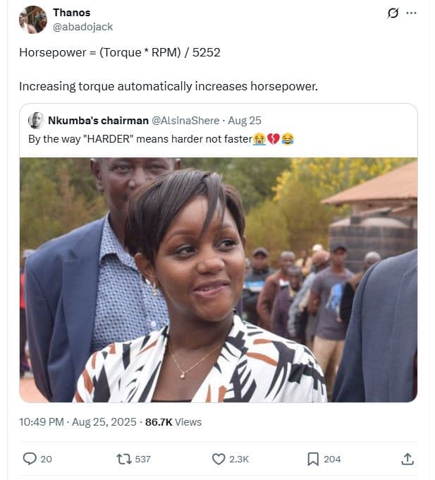 Thanos abadojack horsepower torque rpm increasing torque automatically increases