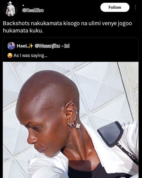 Follow realelvo backshots nakukamata kisogo na ulimi venye jogoo hukamata kuku.