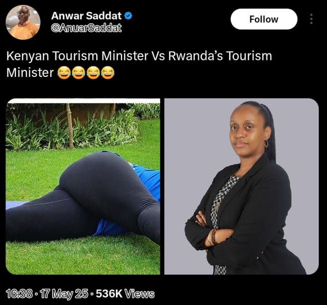 Anwar saddat anuarsaddat follow kenyan tourism minister vs rwanda's tourism mini