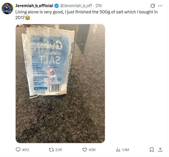 Jeremiah_b_official jeremiah_b_off 21h living alone is very good, ijust finished