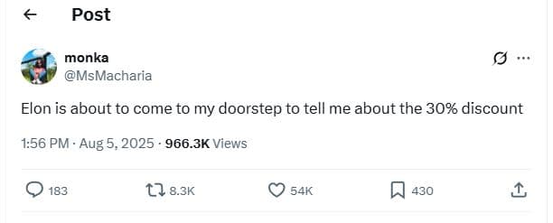 Post monka msmacharia elon is about to come to my doorstep to tell me about the