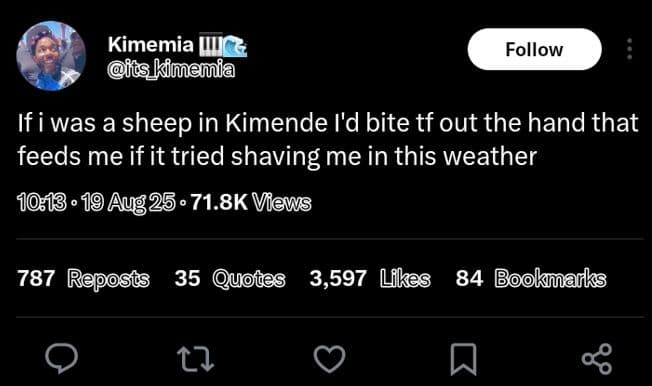 Kimemia uujc i6s kimemia follow if iwas a sheep in kimende i'd bite tf out the h