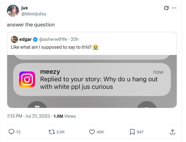 Jus bbnojutsu answer the question edgar asherwoife 23h like what am supposed to