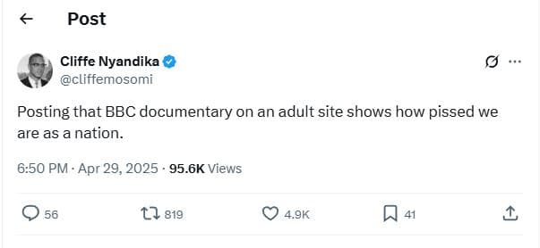 Post cliffe nyandika cliffemosomi posting that bbc documentary on an adult site