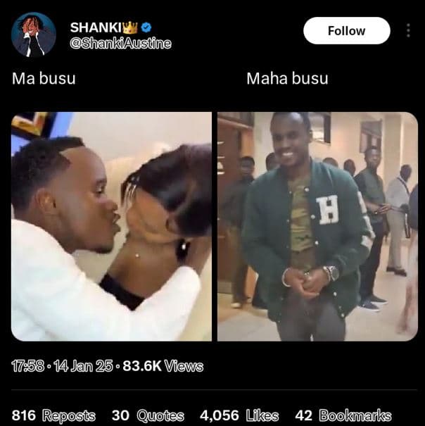 Shankii hankiaustne follow ma busu maha busu h 14 jan 25 83.6k vews 816 reposts