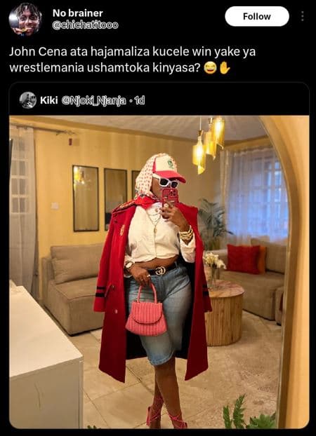 No brainer chichattooo follow john cena ata hajamaliza kucele win yake ya wrestl