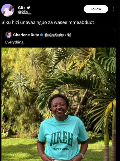 Gitz gitz _ follow siku hizi unavaa nguo za wasee mmeabduct charlene ruto gharlr