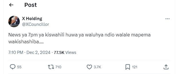 Post xholding xcouncillor news ya 7pm ya kiswahili huwa ya waluhya ndio walale m