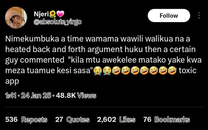 Njeri lutevingo follow nimekumbuka a time wamama wawili walikua na a heated back