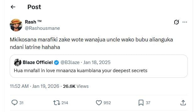 Post rash rashousmane mkikosana marafiki zake wote wanajua uncle wako bubu alian