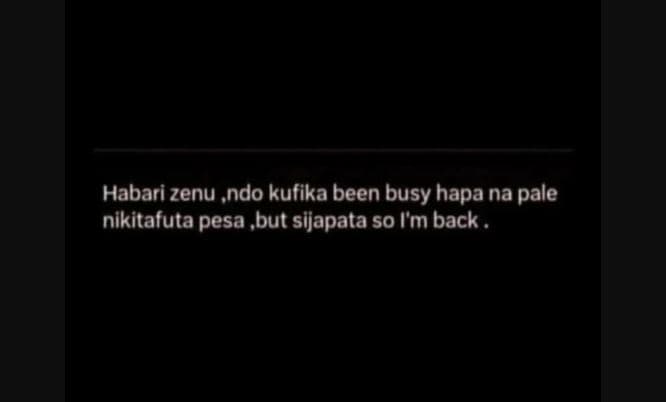 Habari zenu ,ndo kufika been busy hapa na pale nikitafuta pesa but sijapata so '