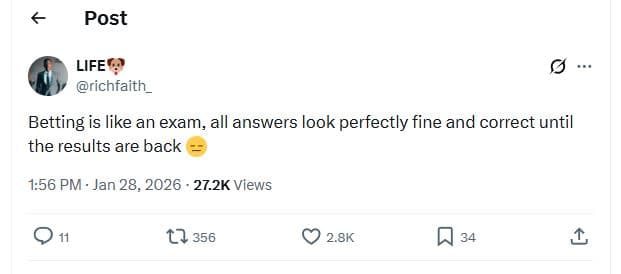 Post life' richfaith _ betting is like an exam, all answers look perfectly fine