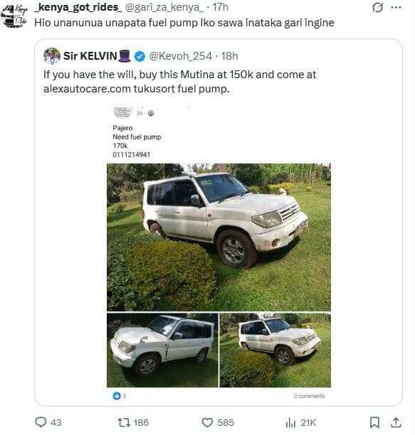 Kenya_got_rides gari_za_kenya 17h hio unanunua unapata fuel pump iko sawa inatak