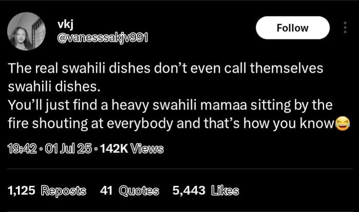 Vkj vanesssakjvgg follow the real swahili dishes don't even call themselves swah