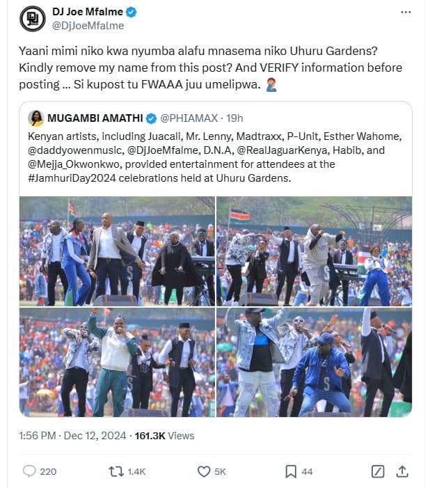 Dj joe mfalme djjoemfalme yaani mimi niko kwa nyumba alafu mnasema niko uhuru ga