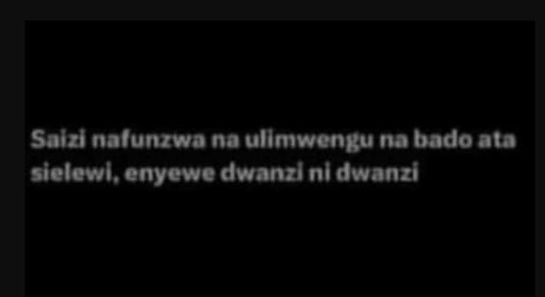 Salzi nalunzwa naullmwengu na badoata sielewl, enyewe dwanzlol dwanzi