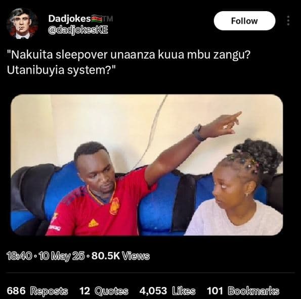Dadjokes tm dadjokeske follow nakuita sleepover unaanza kuua mbu zangu? utanibuy