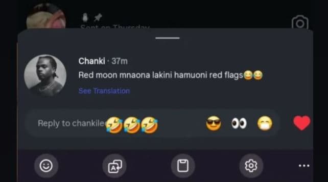 Chanki 37m red moon mnaona lakini hamuoni red flags 520 translauon reply to chan