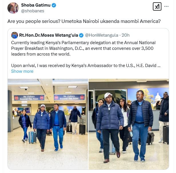 Shoba gatimu shobanes are you people serious? umetoka nairobi ukaenda maombi ame