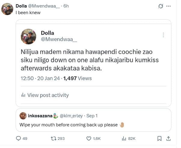 Dolla mwendwaa been knew dolla mwendwaa nilijua madem nikama hawapendi coochie z