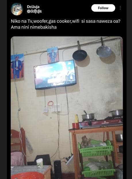 Dcijuja dajuja follow niko na tvwoofer gas cookerwifi si sasa naweza 0a? ama nin