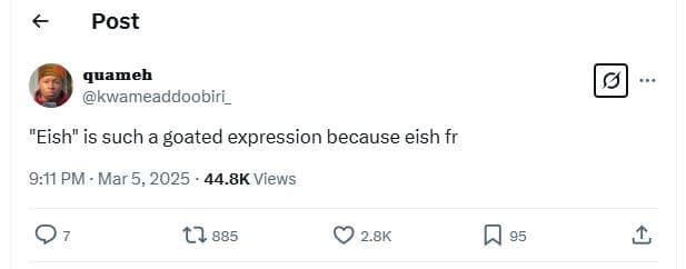 Post quameb kwameaddoobiri _ eish is such a goated expression because eish fr 91