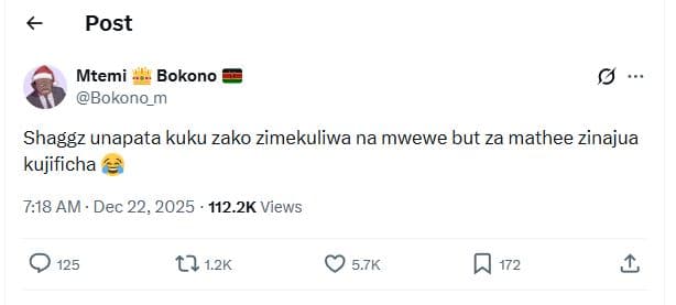 Post mtemi bokono bokono_m shaggz unapata kuku zako zimekuliwa na mwewe but za m