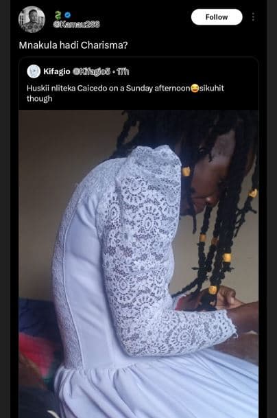 Follow krunaa mnakula hadi charisma? kifagio iiaiob jth huskii nliteka caicedo o