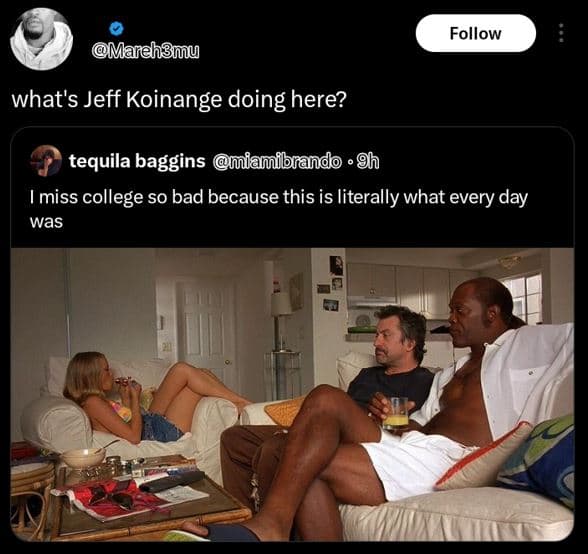 Follow marchgmu what's jeff koinange doing here? tequila baggins miamibrando 9h