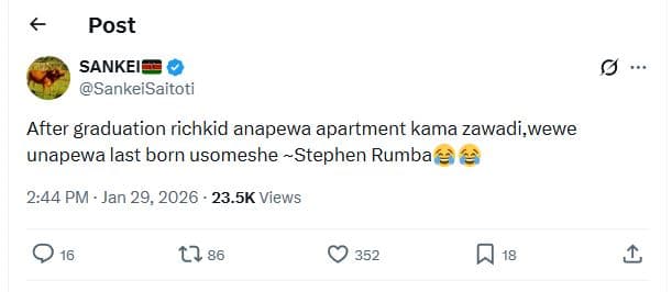 Post sankei sankeisaitoti after graduation richkid anapewa apartment kama zawadi